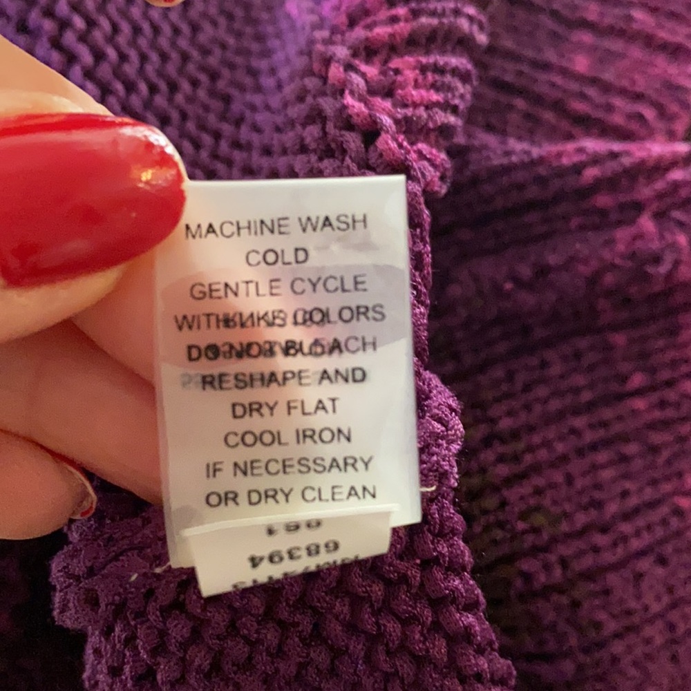 Neiman Marcus | Purple Open Knit Sweater Tunic Top - image 7